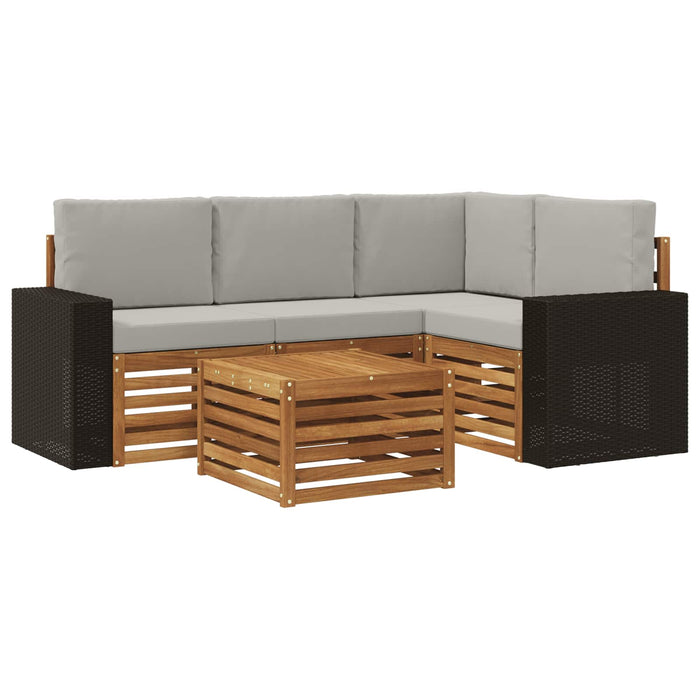 Set de canapele de exterior 5 pcs Natural și gri deschis WALTI