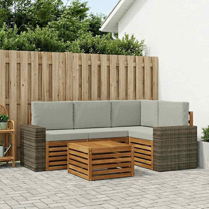 Set de canapele de exterior 5 pcs Natural și gri deschis WALTI