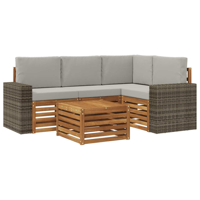 Set de canapele de exterior 5 pcs Natural și gri deschis WALTI