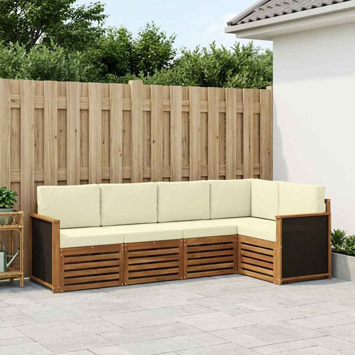 Set canapea sectională cu pernă 4 pcs Natural și Crem WALTI