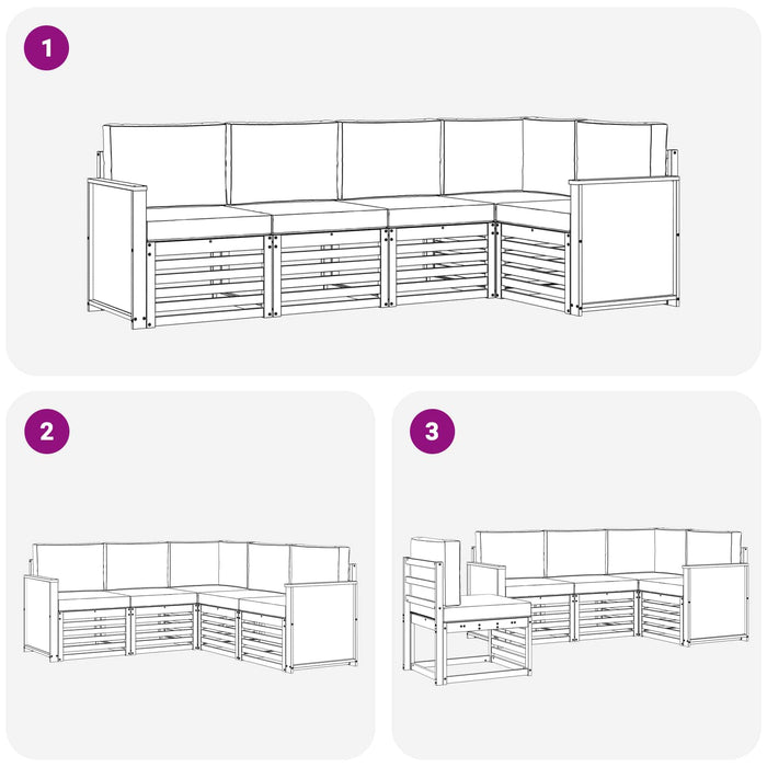 Set canapea sectională cu pernă 4 pcs Natural și Crem WALTI