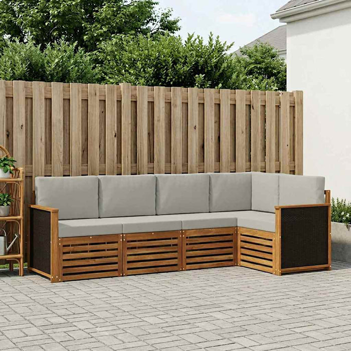 Set canapea sectională cu pernă 4 pcs Natural și gri deschis WALTI
