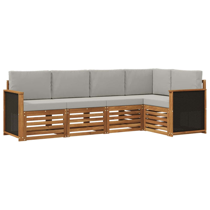 Set canapea sectională cu pernă 4 pcs Natural și gri deschis WALTI