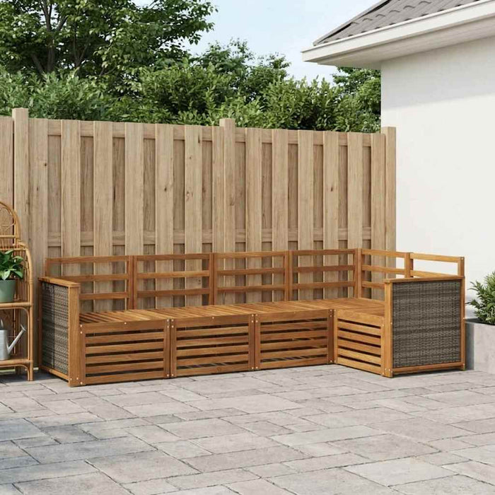Set canapea sectională 4 pcs natural Lemn Solid de Acacia WALTI