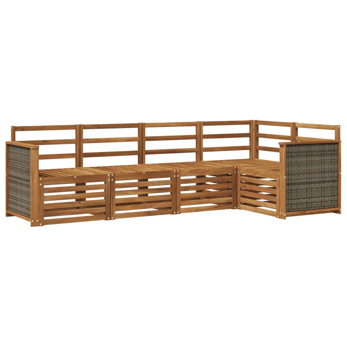 Set canapea sectională 4 pcs natural Lemn Solid de Acacia WALTI