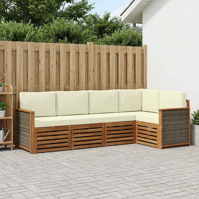 Set canapea sectională cu pernă 4 pcs Natural și Crem WALTI
