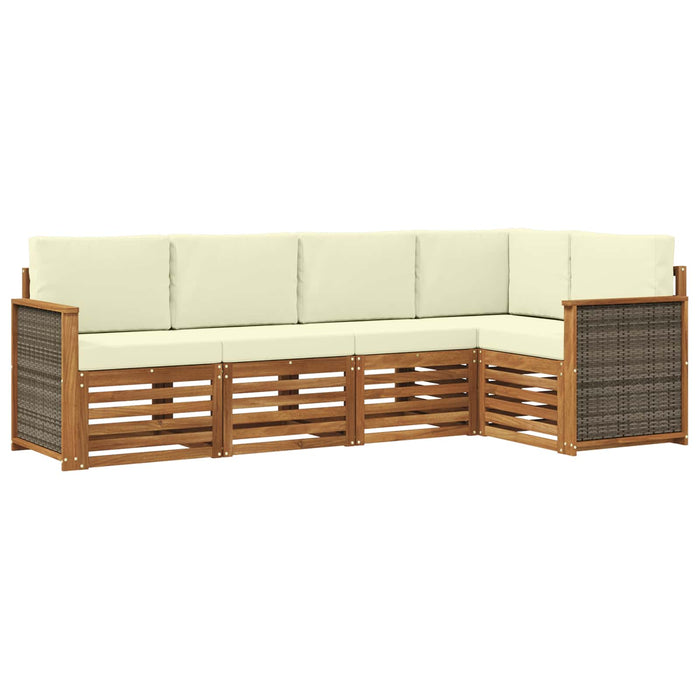 Set canapea sectională cu pernă 4 pcs Natural și Crem WALTI