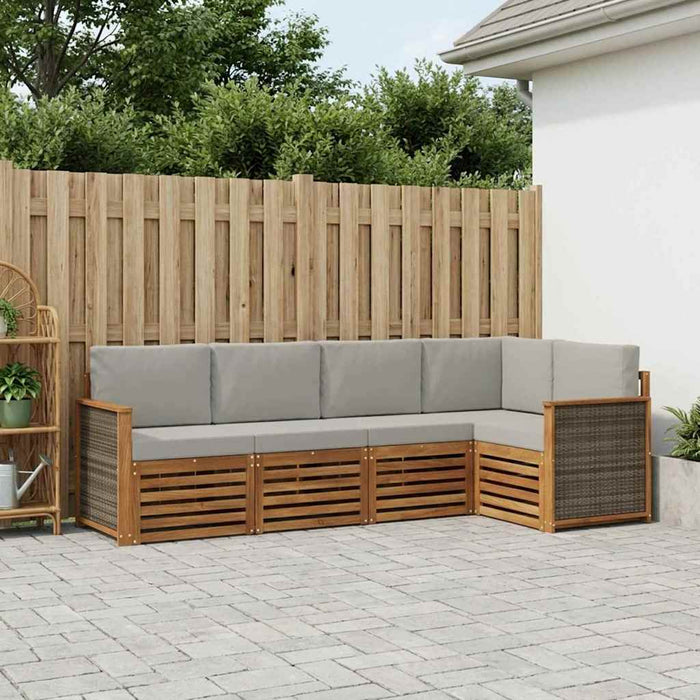 Set canapea sectională cu pernă 4 pcs Natural și gri deschis WALTI