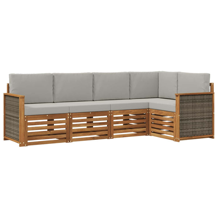 Set canapea sectională cu pernă 4 pcs Natural și gri deschis WALTI