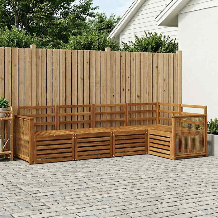 Set canapea sectională 4 pcs natural Lemn Solid de Acacia WALTI