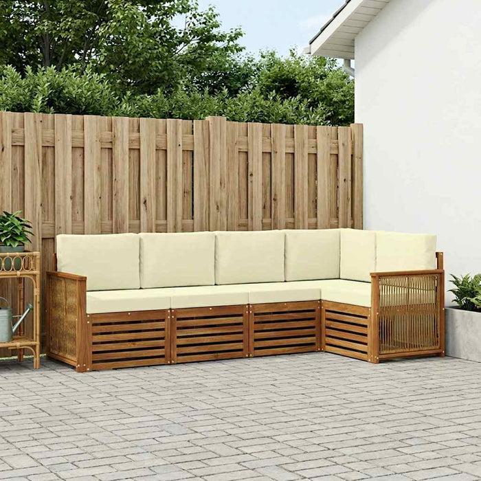 Set canapea sectională cu pernă 4 pcs Natural și Crem WALTI