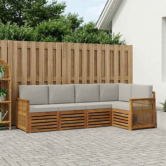 Set canapea sectională cu pernă 4 pcs Natural și gri deschis WALTI