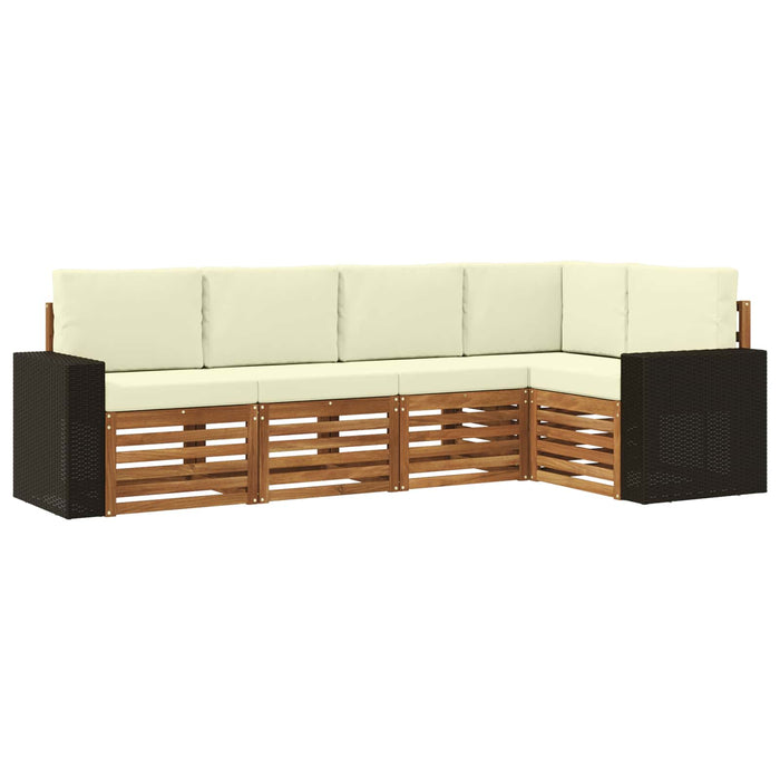 Set canapea sectională cu pernă 5 pcs Natural și Crem WALTI