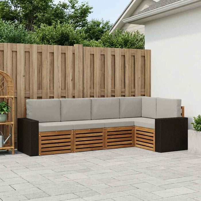 Set canapea sectională cu pernă 5 pcs Natural și gri deschis WALTI