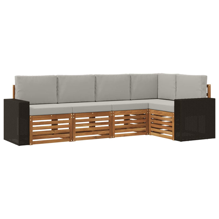 Set canapea sectională cu pernă 5 pcs Natural și gri deschis WALTI