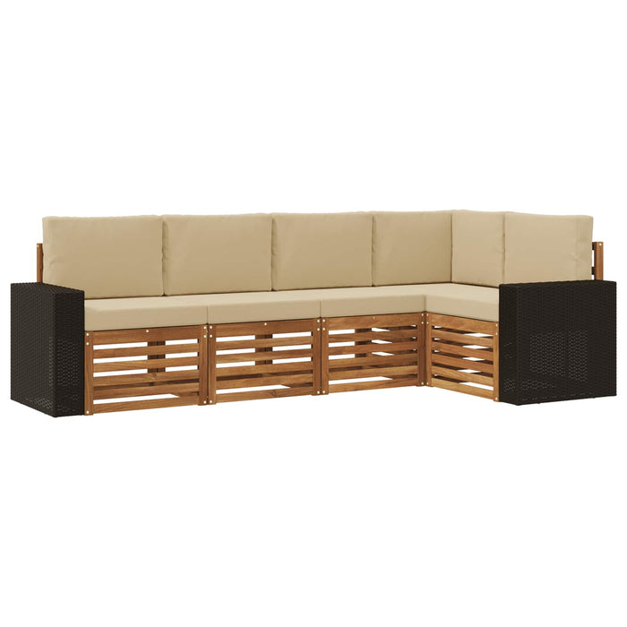 Set canapea sectională cu pernă 5 pcs Natural și Bej WALTI