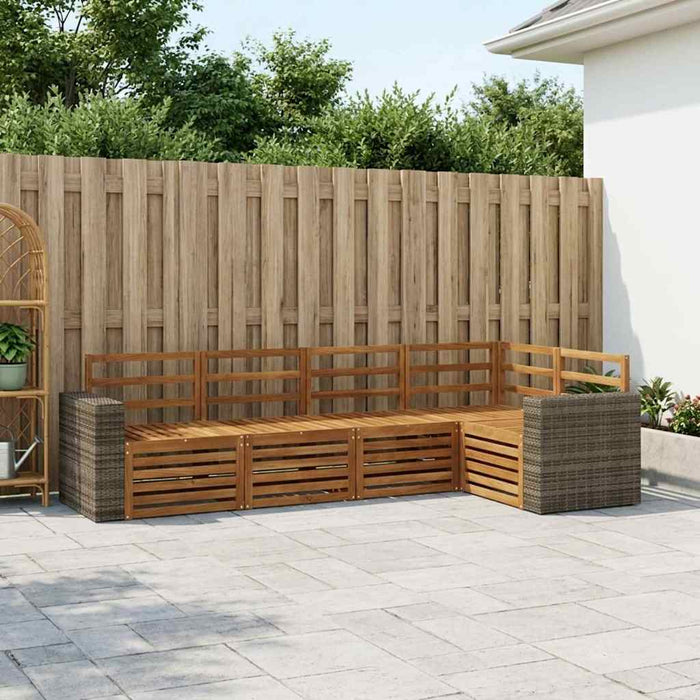 Set canapea sectională 5 pcs natural Lemn Solid de Acacia WALTI