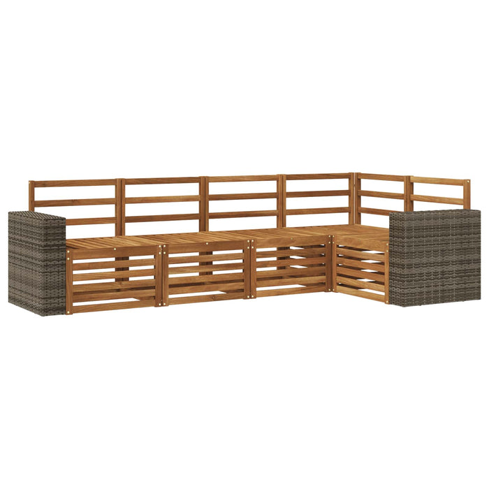 Set canapea sectională 5 pcs natural Lemn Solid de Acacia WALTI