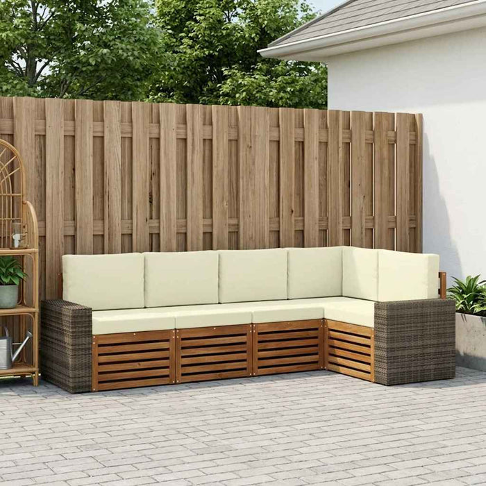 Set canapea sectională cu pernă 5 pcs Natural și Crem WALTI