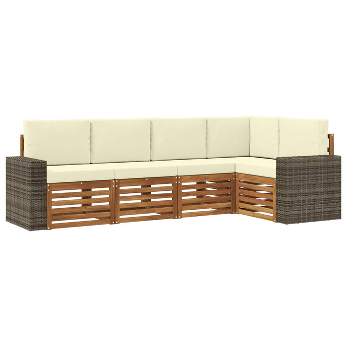 Set canapea sectională cu pernă 5 pcs Natural și Crem WALTI