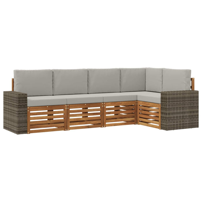 Set canapea sectională cu pernă 5 pcs Natural și gri deschis WALTI