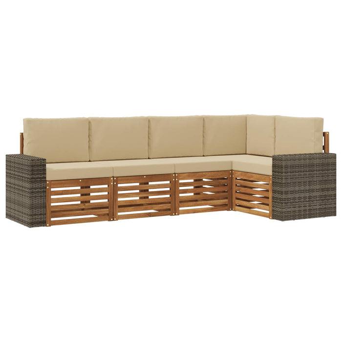 Set canapea sectională cu pernă 5 pcs Natural și Bej WALTI