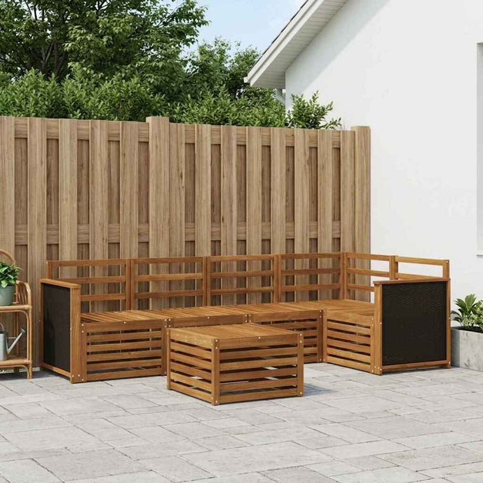 Set canapea sectională 5 pcs natural Lemn Solid de Acacia WALTI