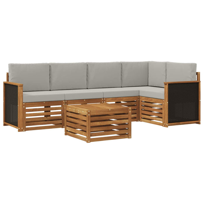 Set canapea sectională cu pernă 5 pcs Natural și gri deschis WALTI