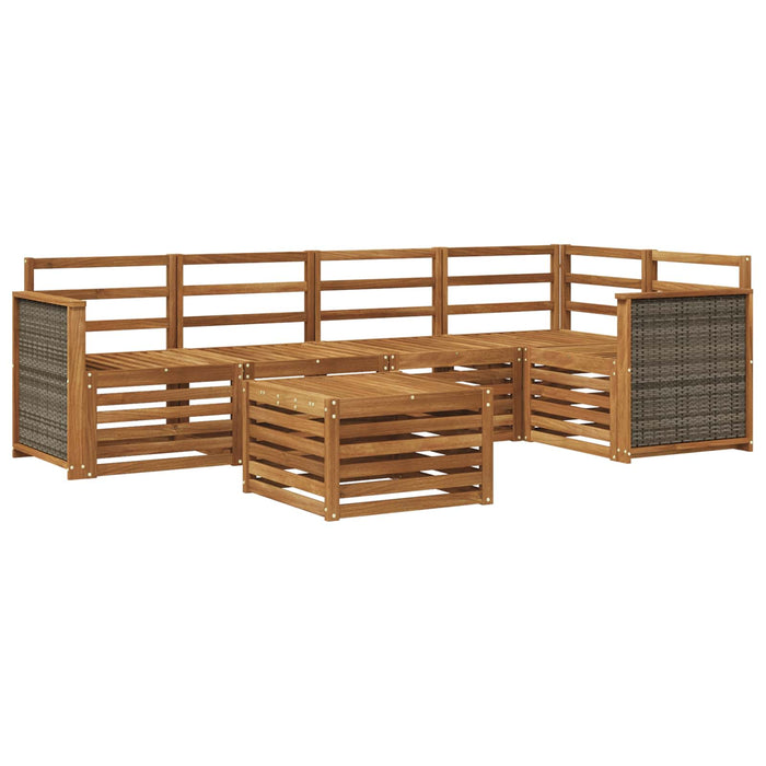 Set canapea sectională 5 pcs natural Lemn Solid de Acacia WALTI