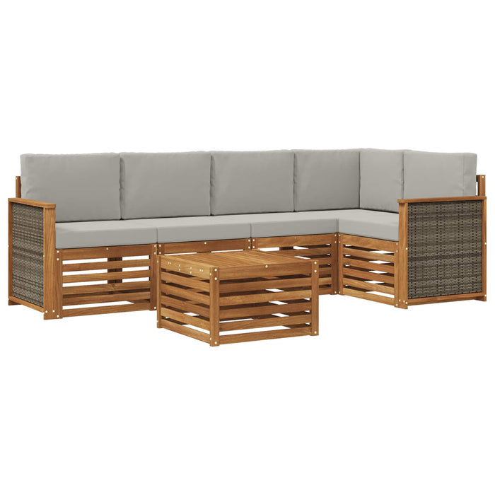 Set canapea sectională cu pernă 5 pcs Natural și gri deschis WALTI