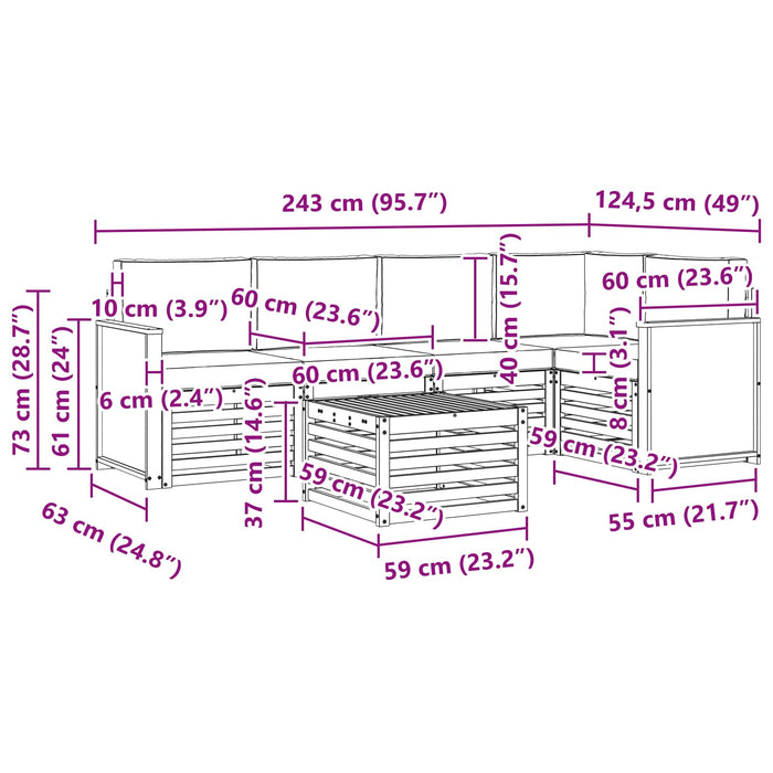 Set canapea sectională cu pernă 5 pcs Natural și Antracit WALTI