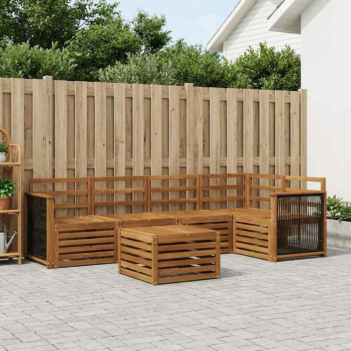Set canapea sectională 5 pcs natural Lemn Solid de Acacia WALTI