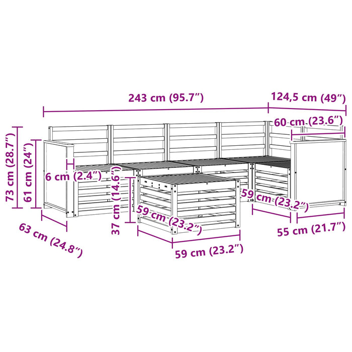 Set canapea sectională 5 pcs natural Lemn Solid de Acacia WALTI