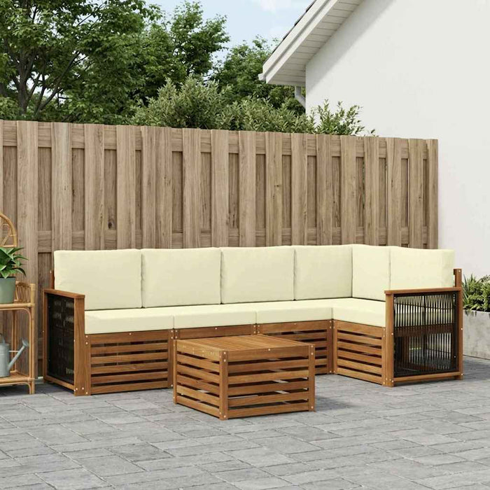 Set canapea sectională cu pernă 5 pcs Natural și Crem WALTI