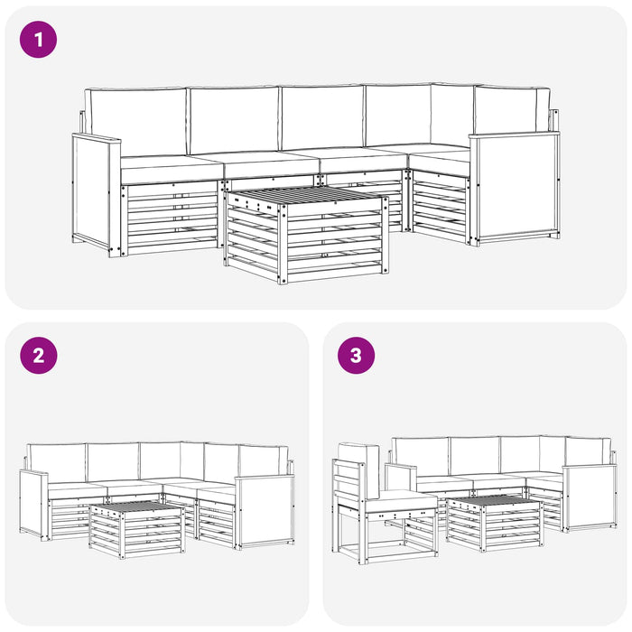 Set canapea sectională cu pernă 5 pcs Natural și Crem WALTI