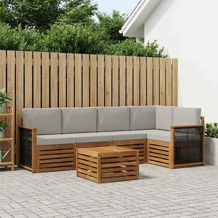 Set canapea sectională cu pernă 5 pcs Natural și gri deschis WALTI