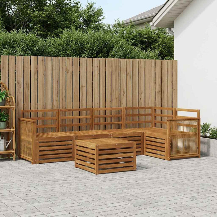 Set canapea sectională 5 pcs natural Lemn Solid de Acacia WALTI