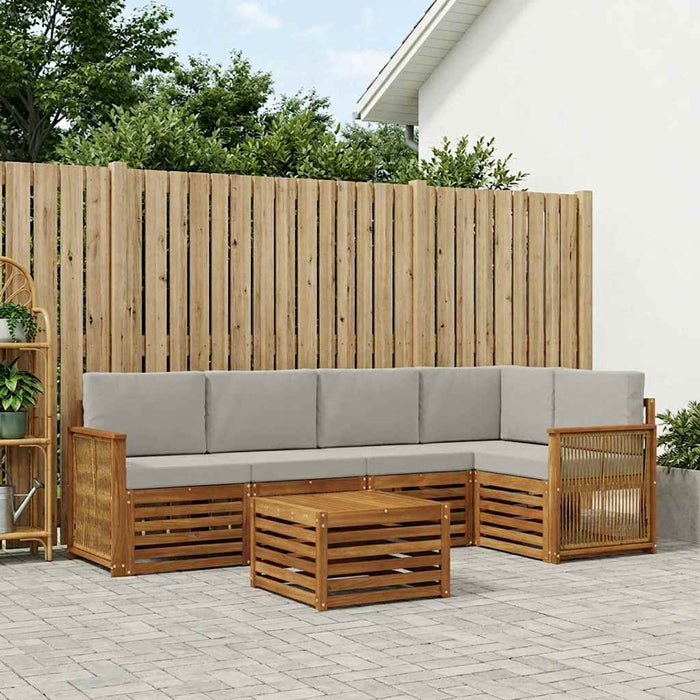 Set canapea sectională cu pernă 5 pcs Natural și gri deschis WALTI