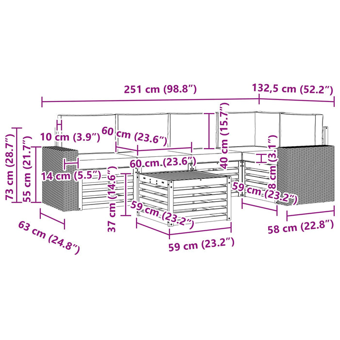 Set canapea sectională cu pernă 6 pcs Natural și Antracit WALTI