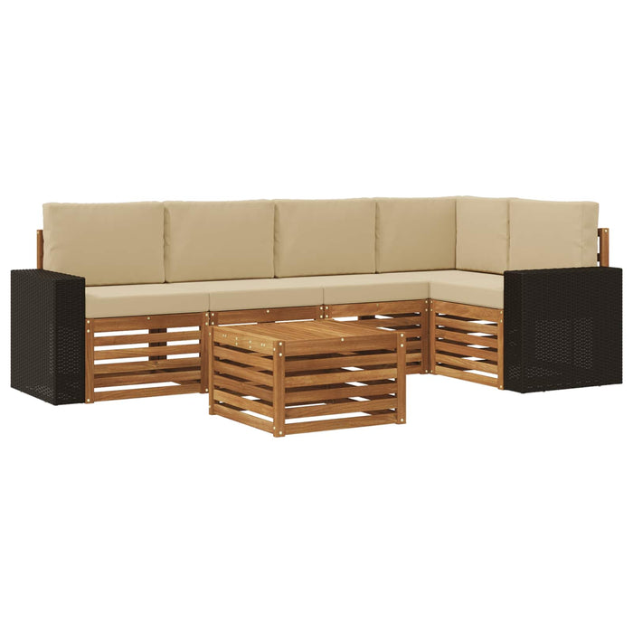 Set canapea sectională cu pernă 6 pcs Natural și Bej WALTI