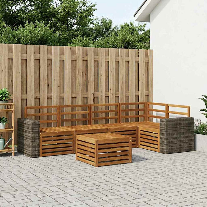 Set canapea sectională 6 pcs natural Lemn Solid de Acacia WALTI