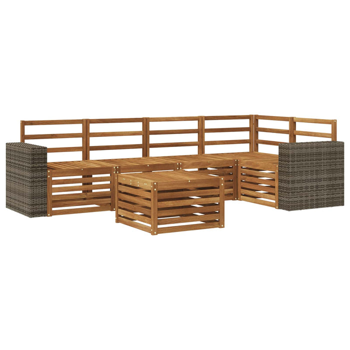 Set canapea sectională 6 pcs natural Lemn Solid de Acacia WALTI
