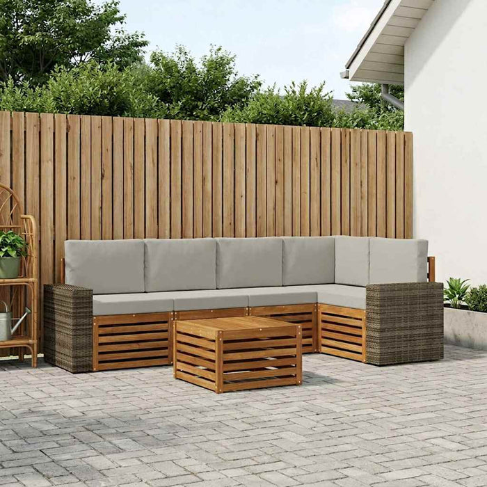 Set canapea sectională cu pernă 6 pcs Natural și gri deschis - WALTI WALTI