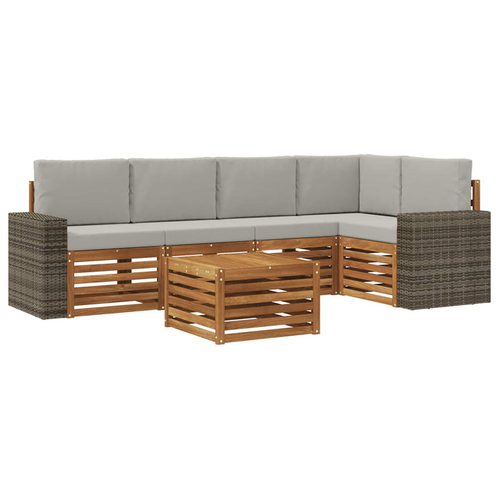 Set canapea sectională cu pernă 6 pcs Natural și gri deschis - WALTI WALTI