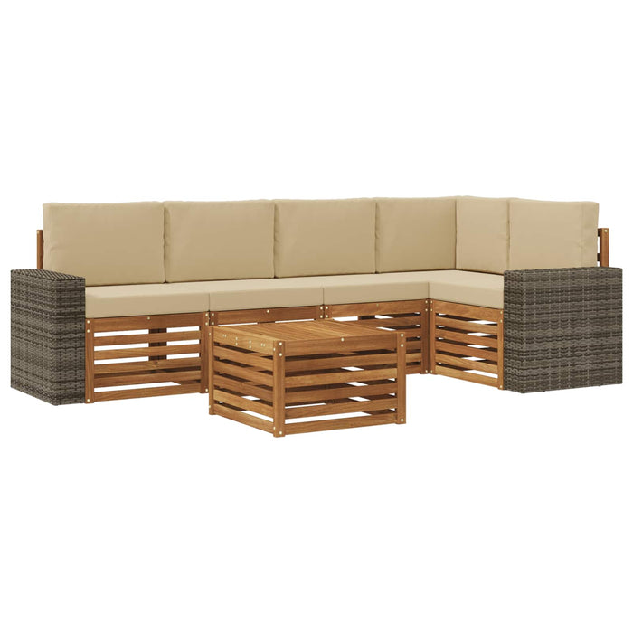 Set canapea sectională cu pernă 6 pcs Natural și Bej WALTI
