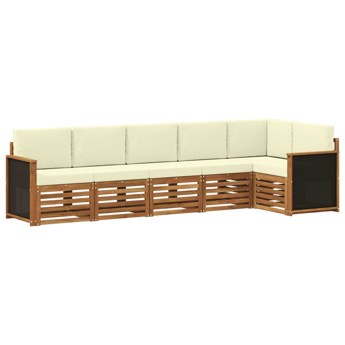 Set canapea sectională cu pernă 5 pcs Natural și Crem WALTI