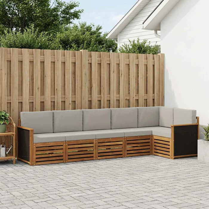 Set canapea sectională cu pernă 5 pcs Natural și gri deschis WALTI