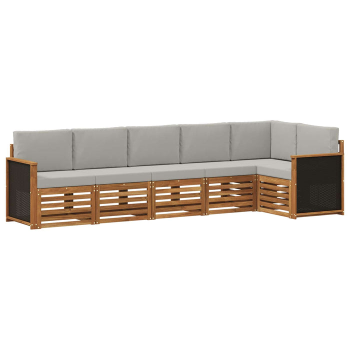 Set canapea sectională cu pernă 5 pcs Natural și gri deschis WALTI