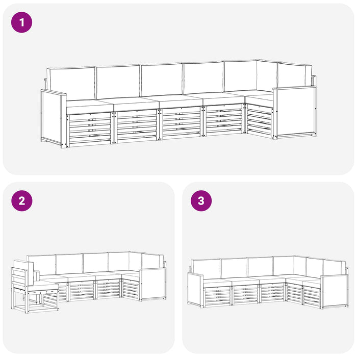 Set canapea sectională cu pernă 5 pcs Natural și Antracit WALTI