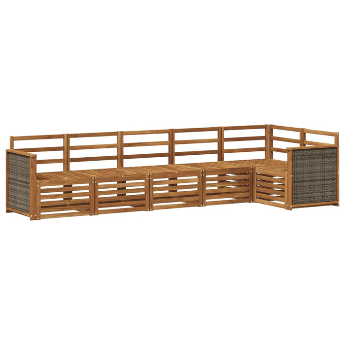 Set canapea sectională 5 pcs natural Lemn Solid de Acacia WALTI